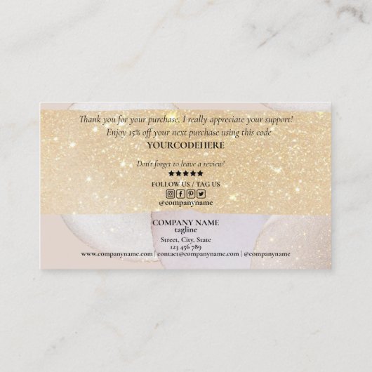 abstract modern manuscript gooit dank u voor orde visitekaartje (Achterkant)