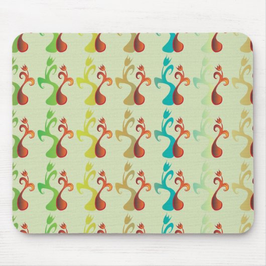 Abstract modern meerkleurig tulp bloempatroon muismat (Voorkant)