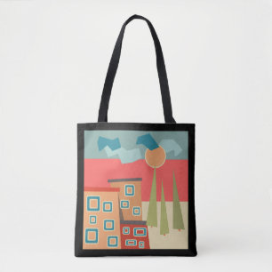 Abstract modern minimalistic kunstlandschap tote bag