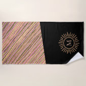 Abstract modern monogram zomerroze goud strandlaken (Voorkant)