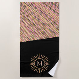 Abstract modern monogram zomerroze goud strandlaken
