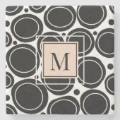 Abstract Modern Monogram Zwart Wit Blush Roze Stenen Onderzetter (Voorkant)