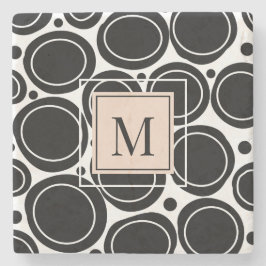 Abstract Modern Monogram Zwart Wit Blush Roze Stenen Onderzetter