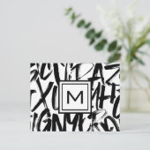 Abstract modern Monogram zwart-wit Briefkaart (Staand voorkant)