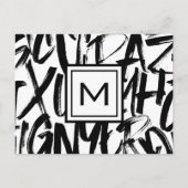 Abstract modern Monogram zwart-wit Briefkaart (Voorkant)