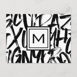 Abstract modern Monogram zwart-wit Briefkaart