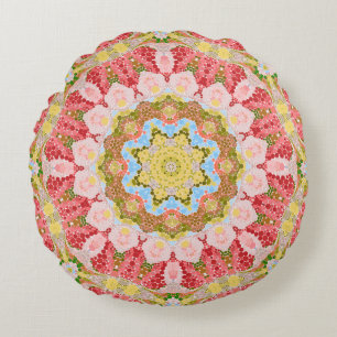 Abstract modern mozaïekaleidoscopisch tegelpatroon rond kussen