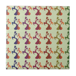 Abstract modern Multicolor Tulip Floral design Tegeltje