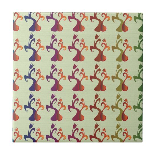 Abstract modern Multicolor Tulip Floral design Tegeltje (Voorkant)