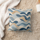 Abstract Modern Ocean Wave Pattern Coastal Blue Be Kussen (Deken)