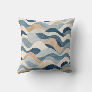 Abstract Modern Ocean Wave Pattern Coastal Blue Be Kussen