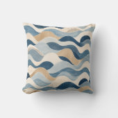 Abstract Modern Ocean Wave Pattern Coastal Blue Be Kussen (Voorkant)