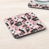 Abstract modern Oogbeeld- en lipenpatroon Bier Onderzetter (Linkerzijde)