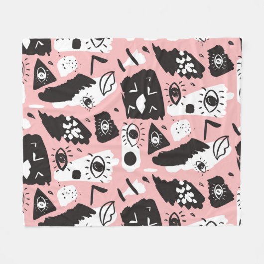 Abstract modern Oogbeeld- en lipenpatroon Fleece Deken (Voorkant (Horizontaal))