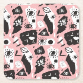 Abstract modern Oogbeeld- en lipenpatroon Kartonnen Onderzetters (Voorkant)