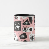 Abstract modern Oogbeeld- en lipenpatroon Mok (Midden)