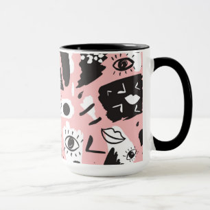 Abstract modern Oogbeeld- en lipenpatroon Mok