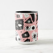 Abstract modern Oogbeeld- en lipenpatroon Mok (Midden)