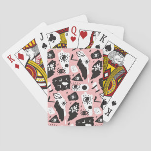 Abstract modern Oogbeeld- en lipenpatroon Pokerkaarten