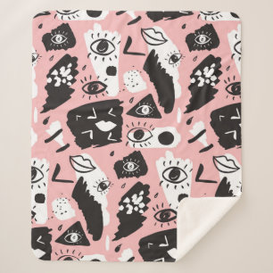 Abstract modern Oogbeeld- en lipenpatroon Sherpa Deken