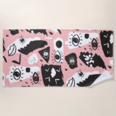 Abstract modern Oogbeeld- en lipenpatroon Strandlaken (Voorkant)