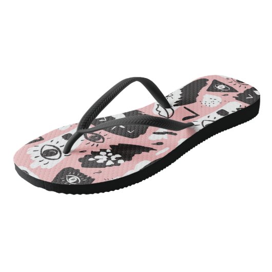 Abstract modern Oogbeeld- en lipenpatroon Teenslippers (Schuin)