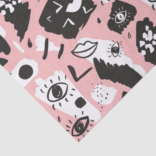 Abstract modern Oogbeeld- en lipenpatroon Tissuepapier (Detail)