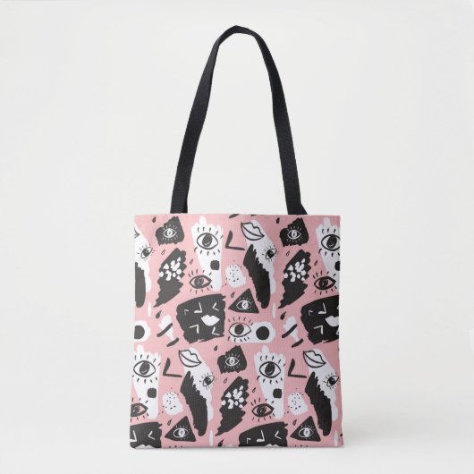 Abstract modern Oogbeeld- en lipenpatroon Tote Bag (Voorkant)