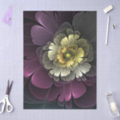 Abstract Modern Paars Khaki Grijs Fractal Bloem Tissuepapier (Craft)