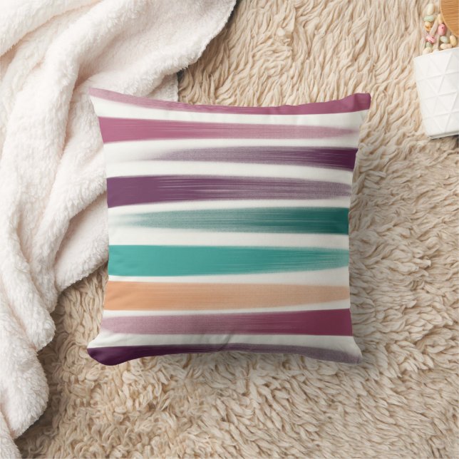 Abstract modern paars marsala turquoise penseelstr kussen (Deken)