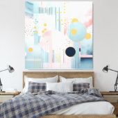 Abstract modern pastel geomatrisch patroon canvas afdruk (Insitu (Slaapkamer))