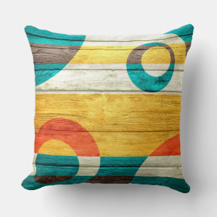 Abstract modern pastel hout kussen