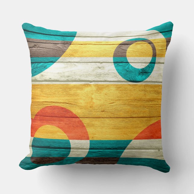 Abstract modern pastel hout kussen (Voorkant)