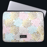 Abstract modern patroon met uitbarsting laptop sleeve<br><div class="desc">Een elegant modern abstract sterrenbeeld in blauw goud en grijs. /verwisselbare witte achtergrond</div>