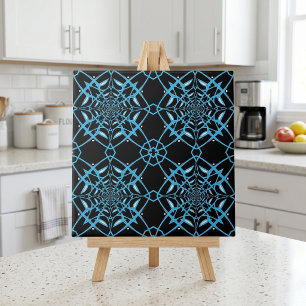 Abstract modern patroon voor zwart en Turquoise Tegeltje
