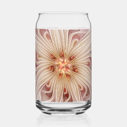 Abstract Modern Peach Pastel Flower Fractal Art Blikvorm Glas (Voorkant)