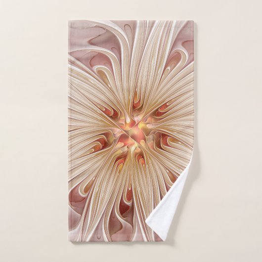 Abstract Modern Peach Pastel Flower Fractal Art Handdoek (Handdoek)