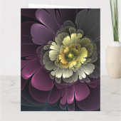 Abstract Modern Purpur Khaki Gray Fractal Flower Bedankkaart (Achterkant)