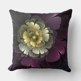 Abstract Modern Purpur Khaki Gray Fractal Flower Kussen