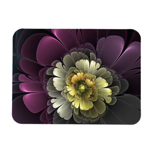 Abstract Modern Purpur Khaki Gray Fractal Flower Magneet (Horizontaal)