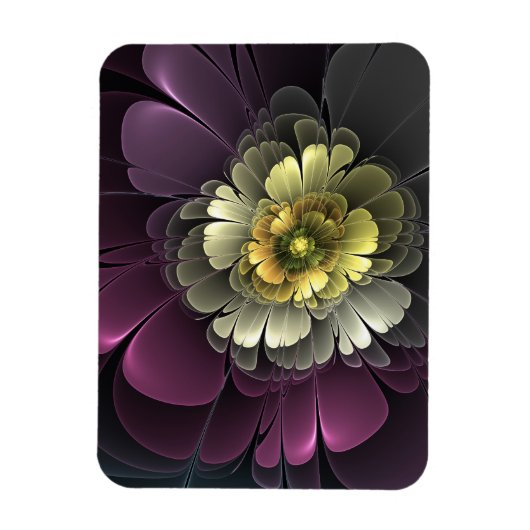 Abstract Modern Purpur Khaki Gray Fractal Flower Magneet (Verticaal)