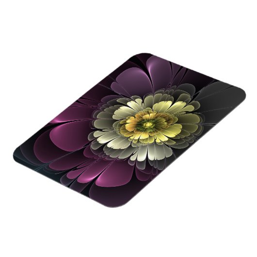 Abstract Modern Purpur Khaki Gray Fractal Flower Magneet (Linkerzijde)