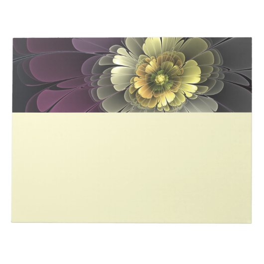 Abstract Modern Purpur Khaki Gray Fractal Flower Notitieblok (Voorkant)