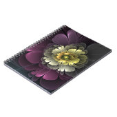 Abstract Modern Purpur Khaki Gray Fractal Flower Notitieboek (Linkerzijde)