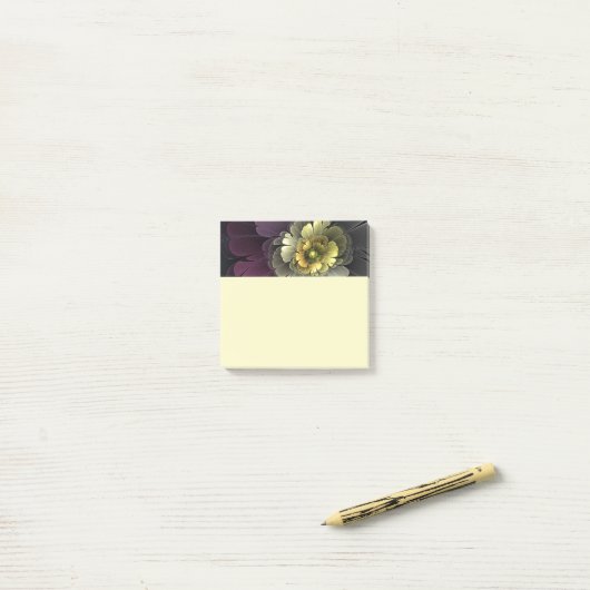 Abstract Modern Purpur Khaki Gray Fractal Flower Post-it® Notes (Op bureau)