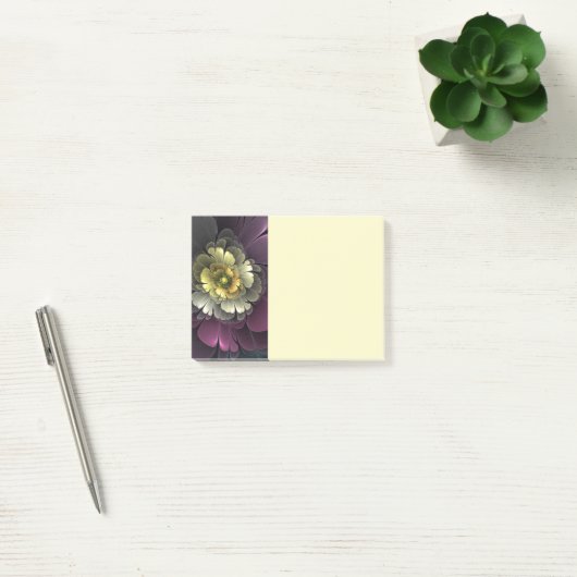 Abstract Modern Purpur Khaki Gray Fractal Flower Post-it® Notes (Kantoor)