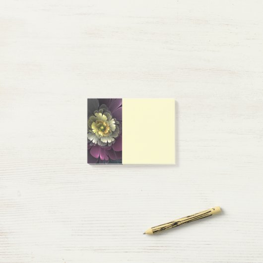 Abstract Modern Purpur Khaki Gray Fractal Flower Post-it® Notes (Op bureau)