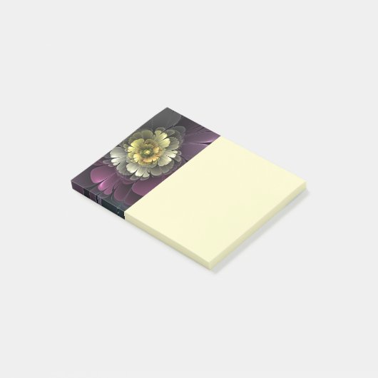 Abstract Modern Purpur Khaki Gray Fractal Flower Post-it® Notes (Schuin)