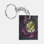 Abstract Modern Purpur Khaki Gray Fractal Flower Sleutelhanger (Voorkant Links)
