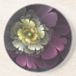 Abstract Modern Purpur Khaki Gray Fractal Flower Zandsteen Onderzetter<br><div class="desc">Magical big fantasy flower with bold colors.
Design for your sandstone coaster and more.</div>